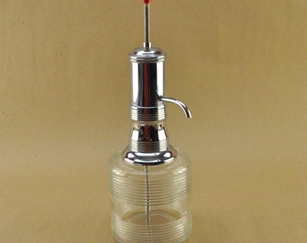 Vintage chrome cordial pump decanter - art deco pump dispenser -liquor barware -