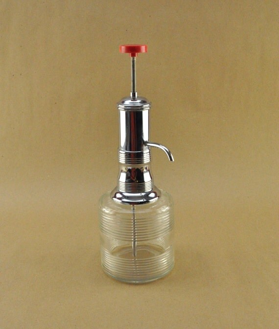 Vintage chrome cordial pump decanter art deco pump dispenser