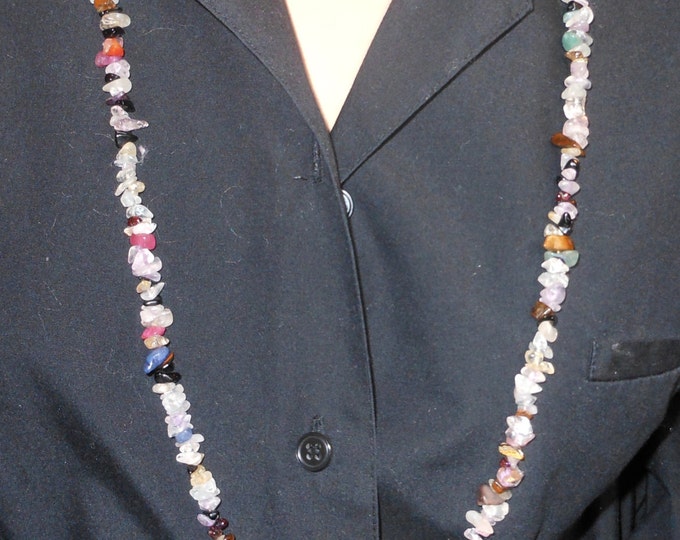 Genuine gemstone necklace long chips