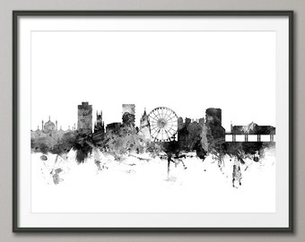 Brighton Skyline, Brighton England Cityscape Art Print (1453)