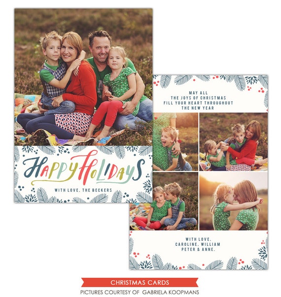 buy banner miller font INSTANT Christmas template Photoshop Happy Card Holidays