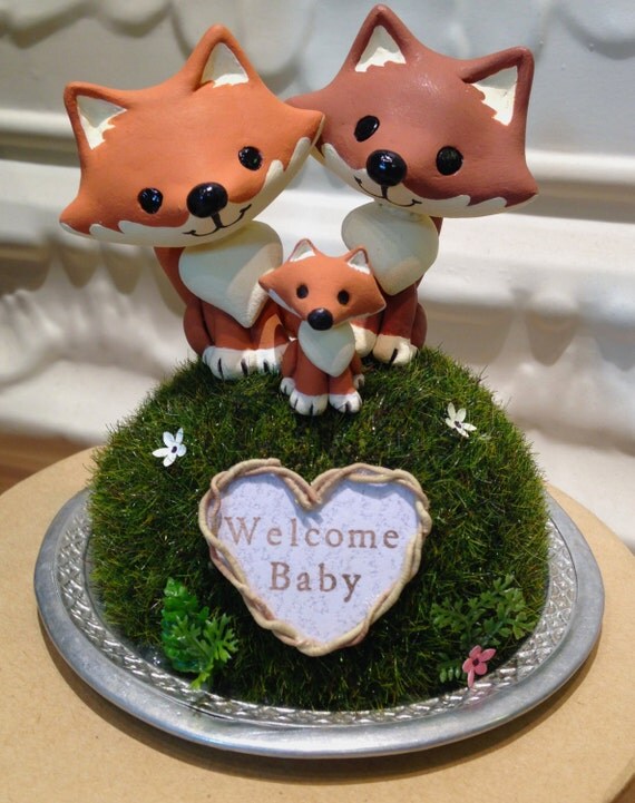 woodland baby theme shower Shower Foxes Woodland Custom Topper  Cake Topper Cake Baby