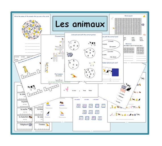 french worksheets kids learning sheets the animals kids