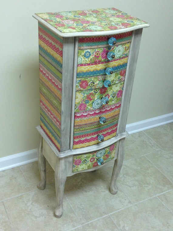 Multi Colored Repurposed Jewelry Armoire by funandfancydesigns