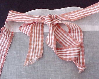Charming Vintage Organdy Apron with Beautiful Ribbon Trim