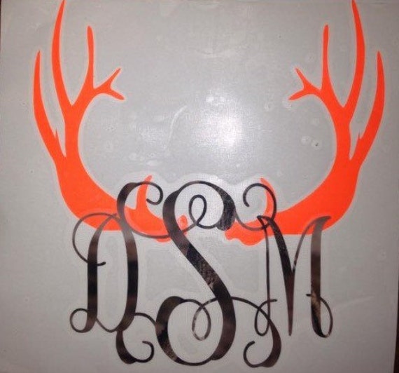 antlers with initials decal by BRITTANYSBOWSNMORE on Etsy