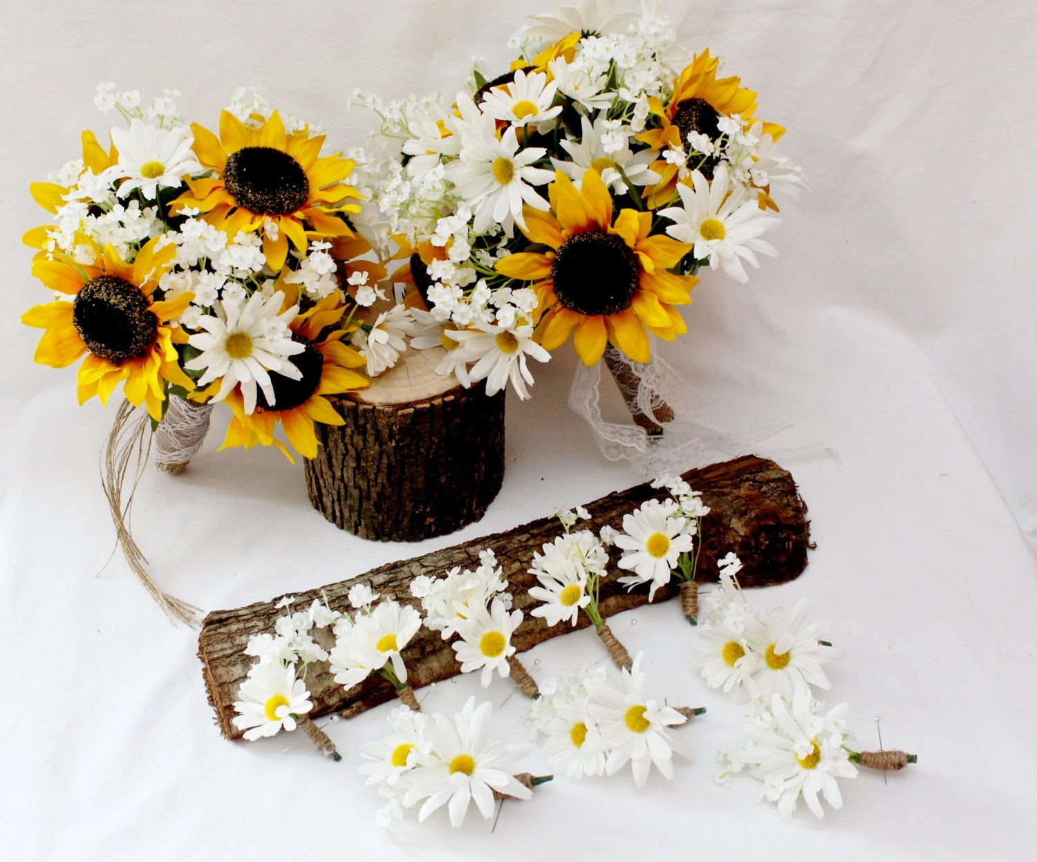 Sunflower Bouquet Rustic Wedding Bouquet White Daisies