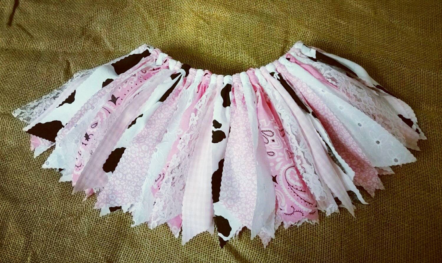 Infant to Child Sizes Pink Cowgirl Scrap Tutu Bandana