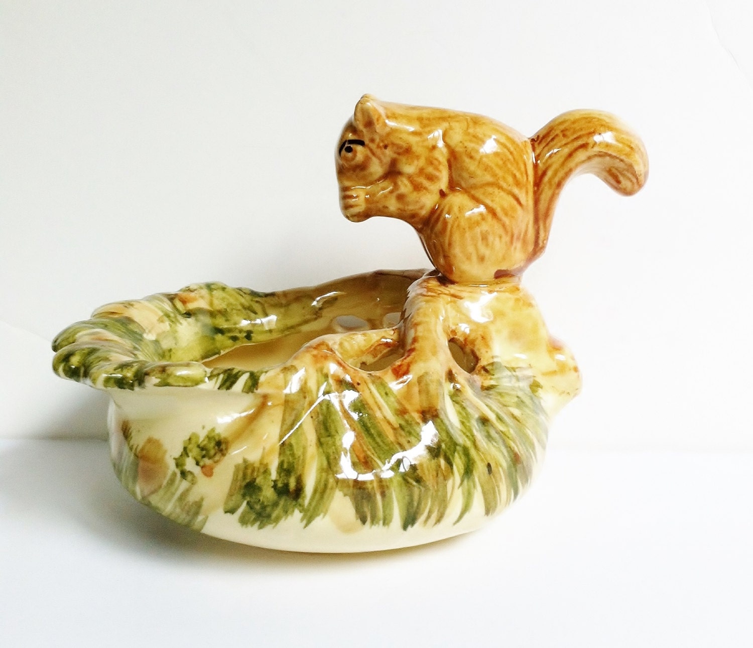 Ceramic Squirrel Nut Dish Nut Bowl Candy by PrettyShinyThings4U