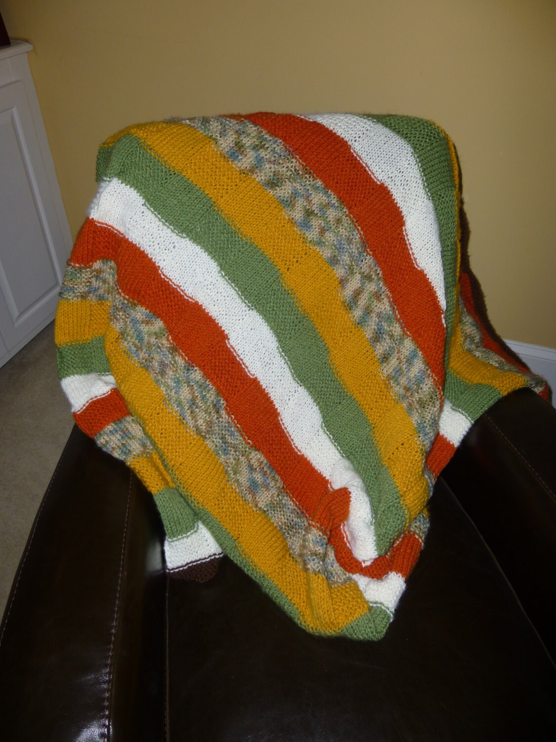 Afghan Hand Knitted Blanket Throw Large by HandKnitsbyElaine
