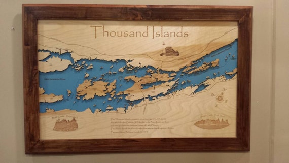 Items similar to Thousand Islands laser cut wood map Saint Lawrence ...