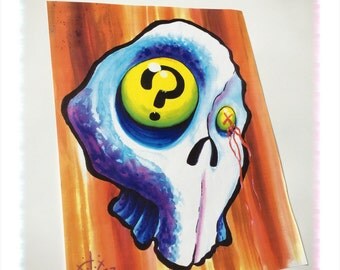 Stitchy Fish: 11x14 aquatic monster watercolor art by HelloKreepy