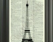 50% OFF SALE Eiffel Tower - No.19D - Vintage Dictionary Page Print - Buy 2 Get 1 Free - French - France - Dictionary Art Print - Home Decor