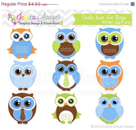 50% OFF- INSTANT DOWNLOAD, cute owl clipart, boy clip art, bird graphic, baby shower, owl logo, commercial use, invites, printables Il_570xn