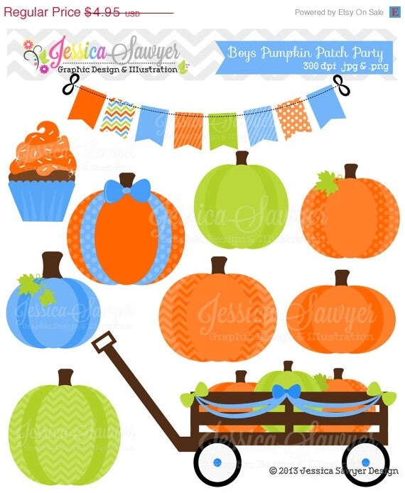 80% OFF - INSTANT DOWNLOAD, boys pumpkin patch party clipart, for scrapbooking, cards, invites, announcements Il_570xn