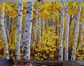 Original 24x36 Autumn Birch Tree in Yellow, Heavy Texture Painting on Gallery Canvas by J. Mandrick Original 24x36 Autumn Birch Tree in Yellow, Heavy Texture Painting on Gallery Canvas by J. Mandrick