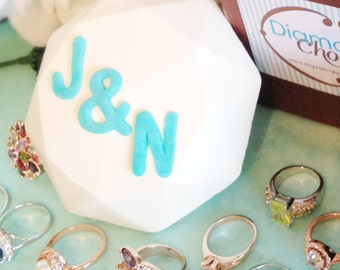 Personalized White Chocolate Diamond with 18k Ring - Letter Candy - Love present, Romantic gift, Anniversary Gift