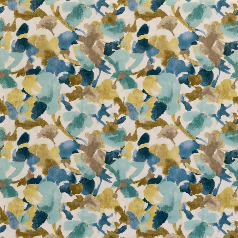 Navy Blue Yellow Floral Velvet Upholstery Fabric Navy Blue