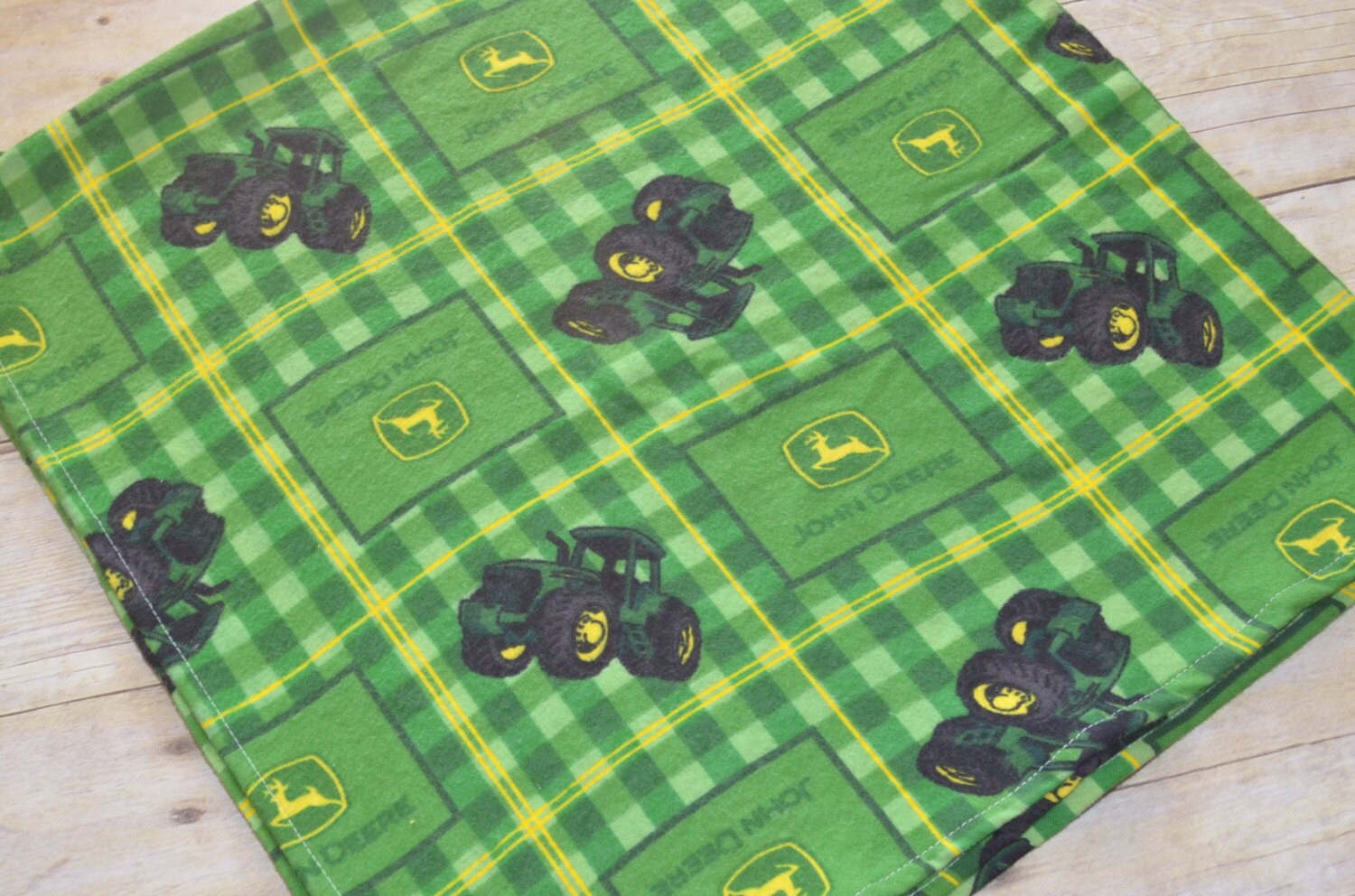 Plaid John Deere Baby Receiving Blanket