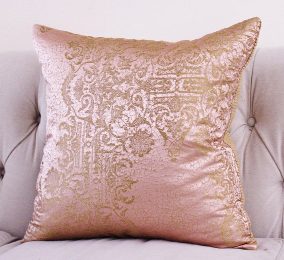 Gold Pillow Cover Designer Pink Pillow Pink and by MotifPillows
