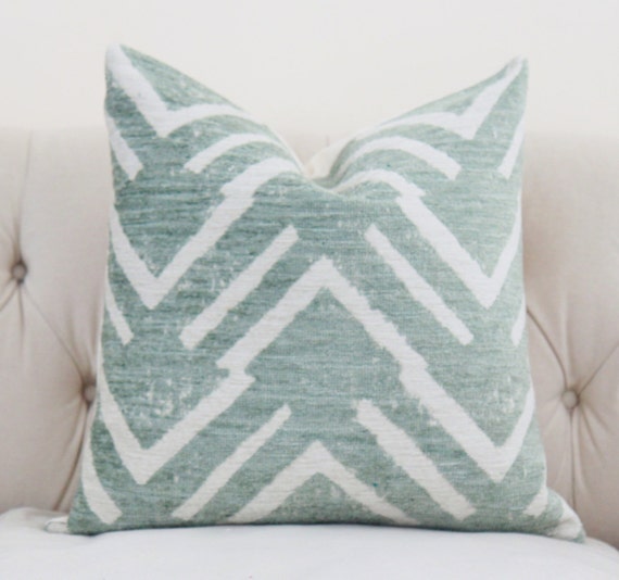 Green Geometric Pillow Cover Sea Green Zig Zag Throw