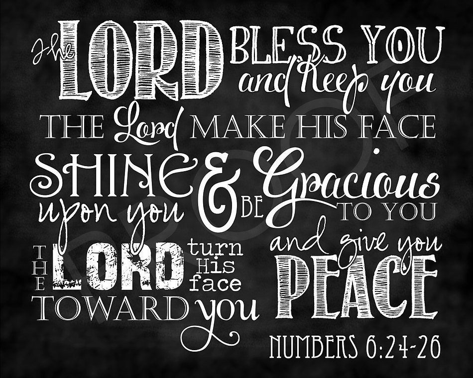 Scripture Art Numbers 6:24-26 Chalkboard