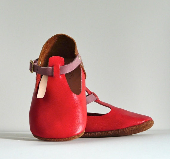 Red Mary Jane Soft Soled Handmade Baby Shoe Red Mary Jane Soft Soled Handmade Baby Shoe