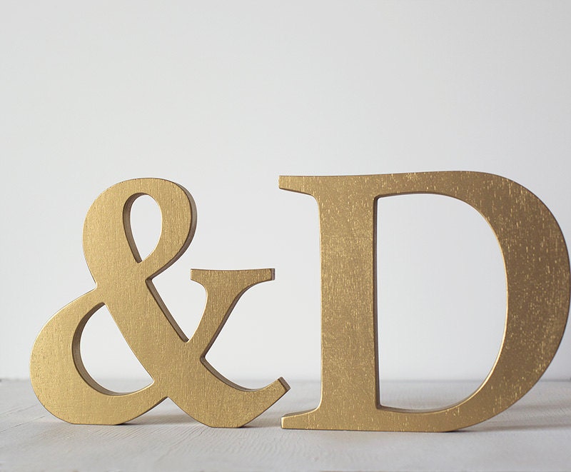 Gold letter wood alphabet decorative letters wedding