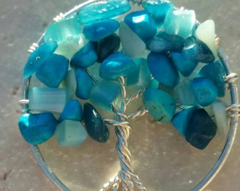Aquatic Wire Wrapped Tree of Life Pendant