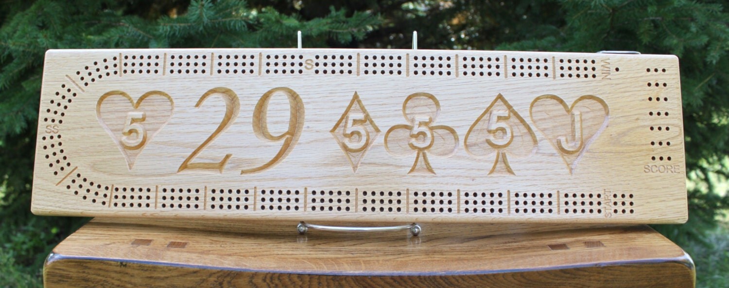 29 Hand Cribbage Board Made From Solid Oak