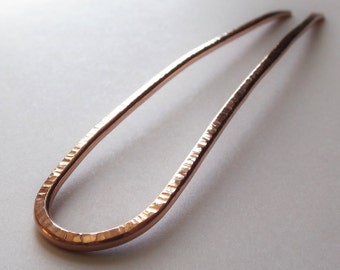 Simple Hammered Hair Fork,Copper Hair Arch,Notched Hair Stick,Hammered Hair Stick Pin,Brass Hair Accessories,Customizable Hair Jewelry
