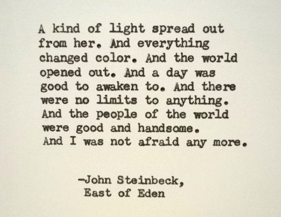 Items similar to JOHN STEINBECK East of Eden Quote Made on Typewriter