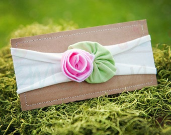 Ema Jane - Shabby Chic Headband (Bubblegum Pink Rose on White)