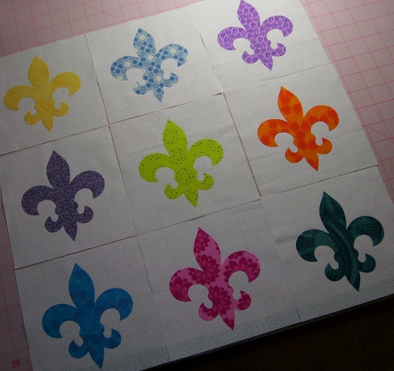 set-of-9-fleur-de-lis-applique-quilt-blocks-bright-by-sassadoodle