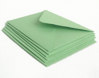 Sage green envelopes, handmade recycled paper, A2 size, set of 10