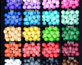 14mm Silicone Round Beads - Chunky Necklaces - Set of 25 --21 Color Choices--- Safe Food Grade Silicone Teething Beads