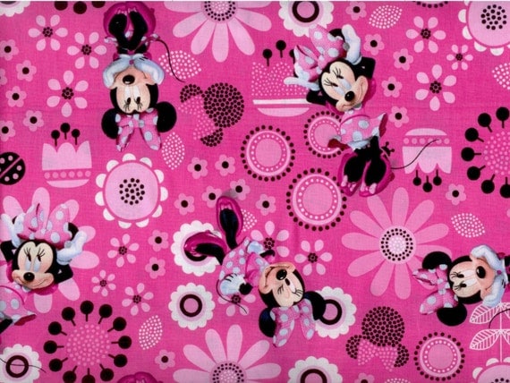 Departments We have a large collection of Mickey Mouse and Minnie Mouse fabrics. This fabric on these pages are Mickey and Minnie together prints. These fabrics are great .