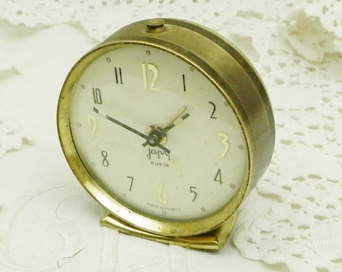 Small Working Vintage Midcentury French Mechanical Japy Alarm Clock / French Mid Century Decor / Retro Home Interior / Bedroom / Timepieace
