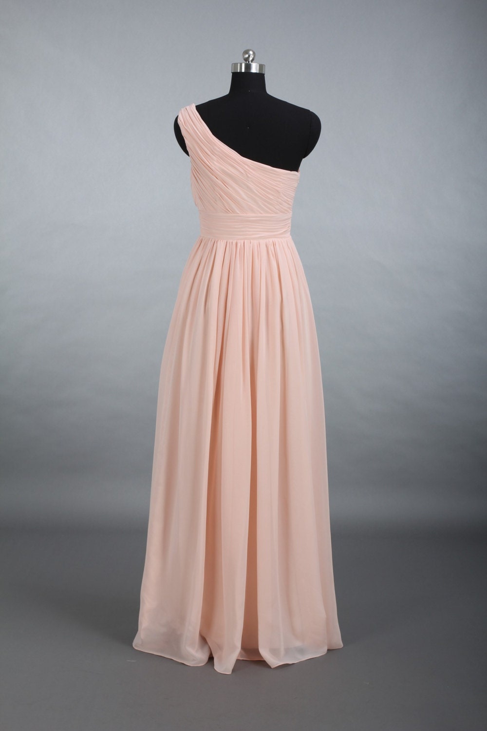 Pearl Pink One Shoulder Bridesmaid Dress A-Line Floor-Length