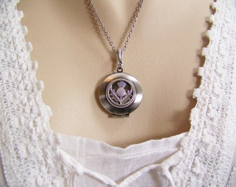Thistle Locket, Scottish Thistle Locket, Thistle Necklace, Keepsake Locket, Thistle Flower, Celtic Locket, Irish Locket, Scottish Necklace