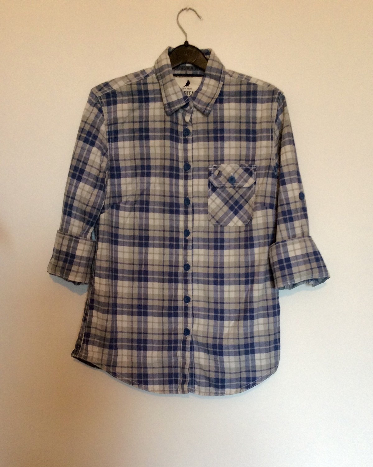 Blue cotton checked lumberjack style shirt by HARLEYHANDBAGS