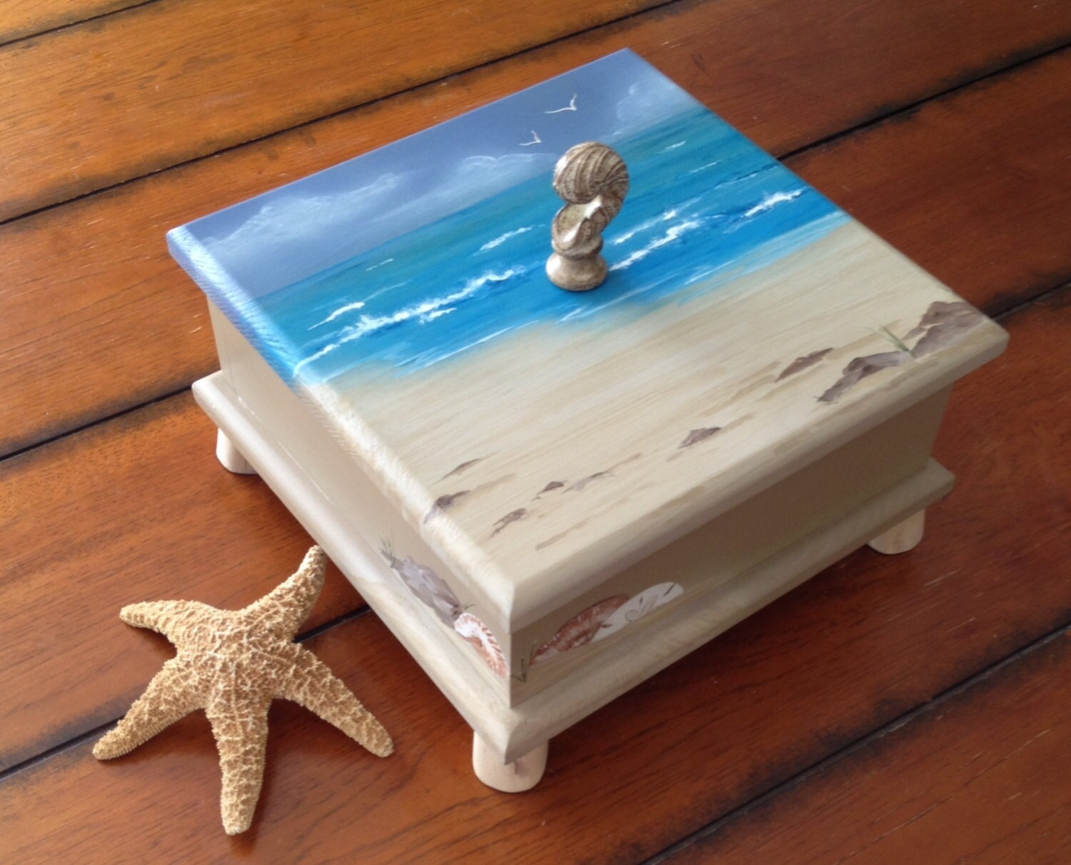 Handpainted Beach Box Beach wedding gift by WillowWishDesigns