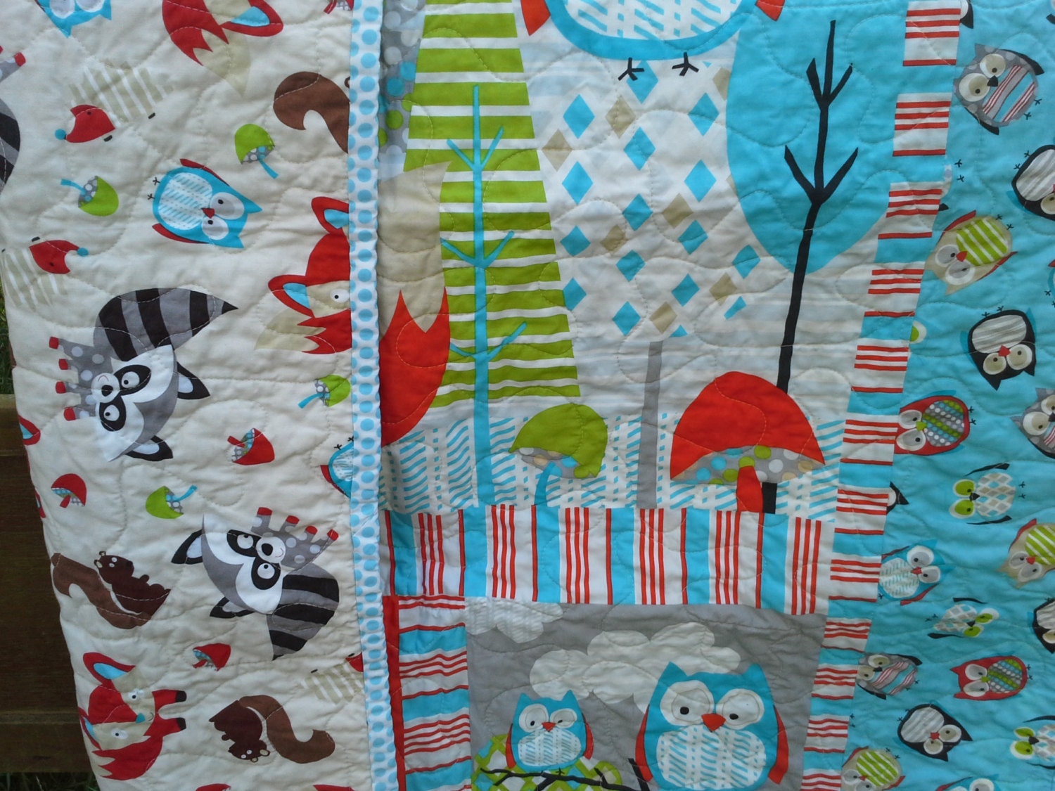 Woodland Nursery Fox Owl Raccon Boy Crib Bedding Owl