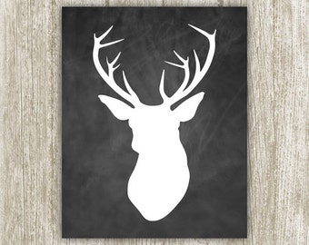 Deer Printable, Stag Silhouette, 8x10, Instant Download, Chalkboard ...