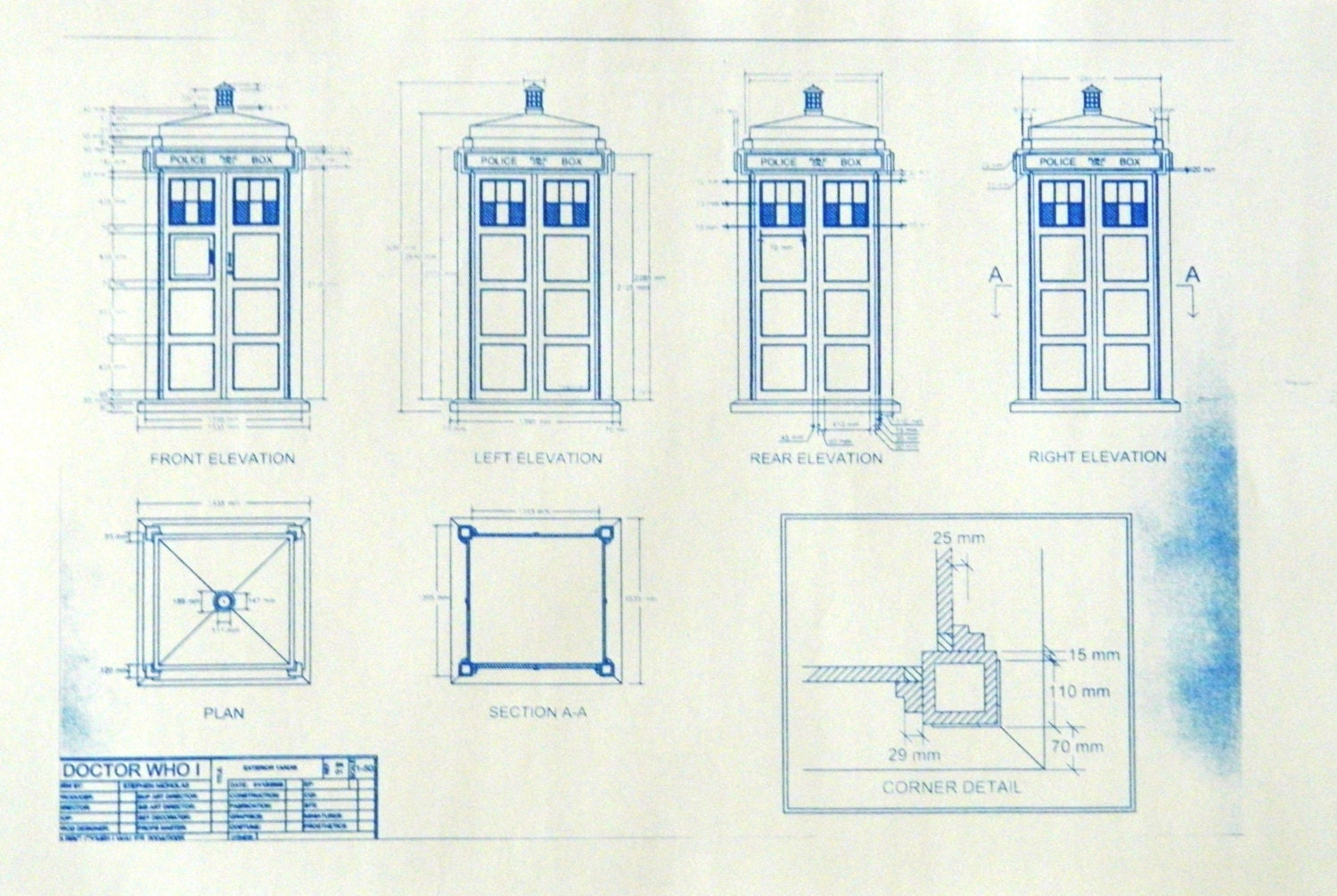 Dr Who Tardis Police Box 1 Blueprint By Blueprintplace On Etsy 