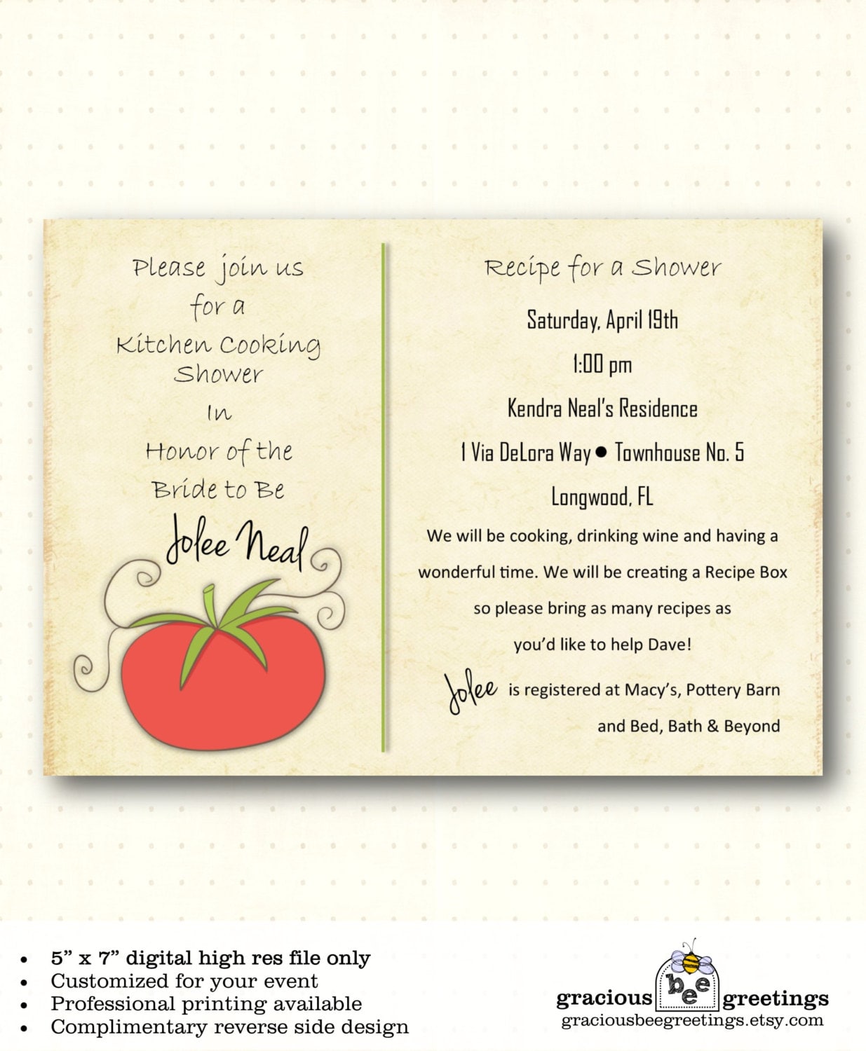 Bridal Shower Invitation kitchen couples jack jill