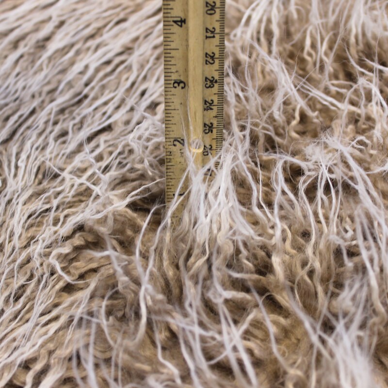 Curly Mongolian Fur Fabric Two Tone Mocha Frost by the yard