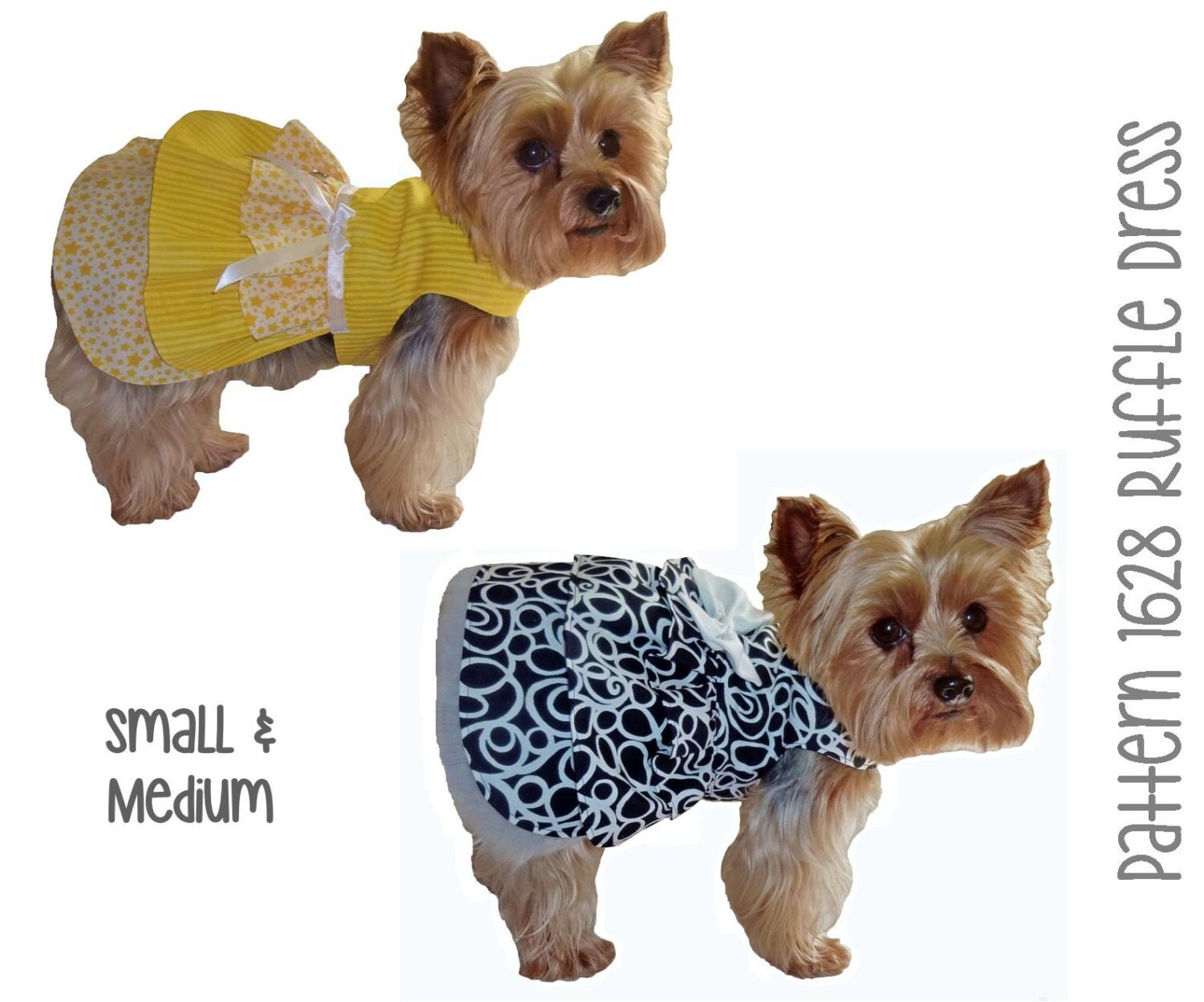 Ruffle Dog Dress Pattern 1628 Small & Medium Dog Clothes