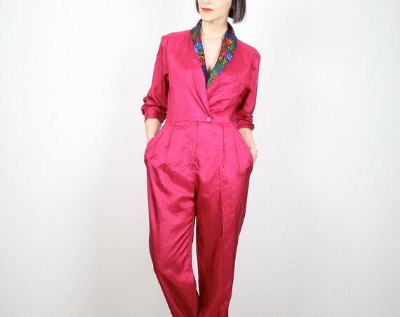 Vintage Jumpsuit Hot Pink Jumpsuit Pantsuit by ShopTwitchVintage