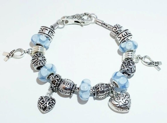 Items similar to Stomach cancer awareness charm bracelet, Periwinkle ...